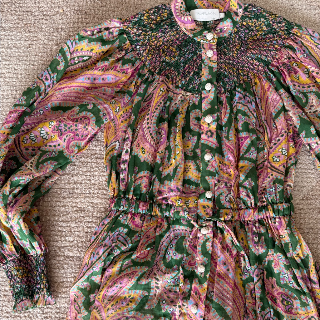 Zimmermann -Teddy Floral Paisley Smocked Blouse Size 1 (4 To 6 Us)